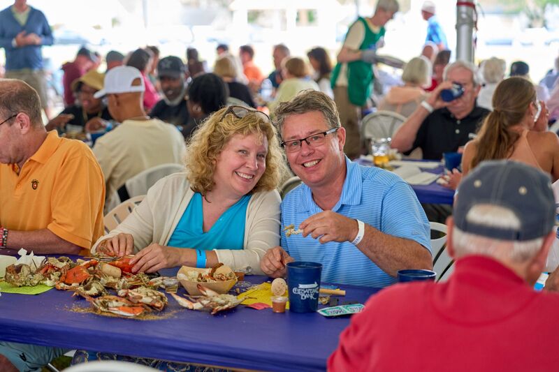 Couple enjoying crabs