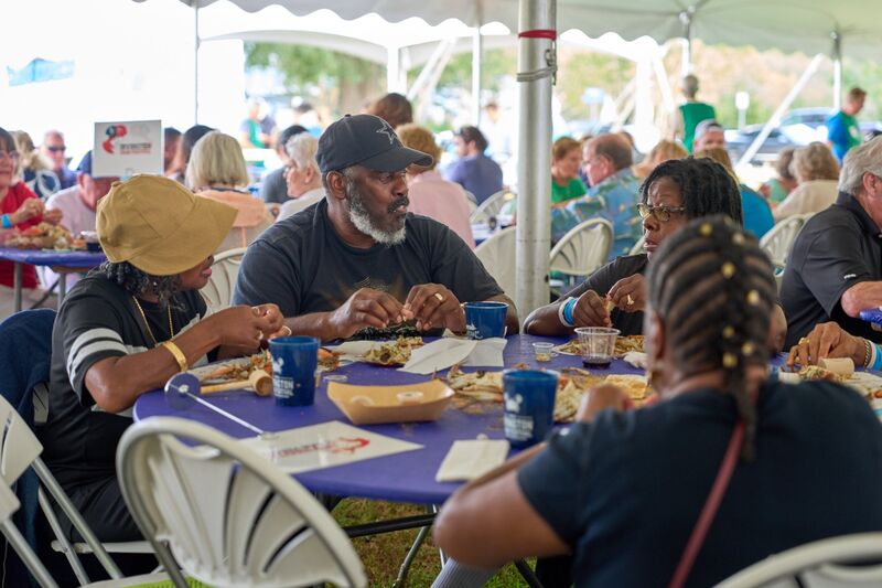 Family at the crab table